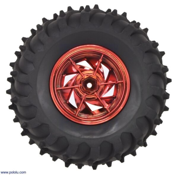 PAR DE LLANTAS 120*6MM POLOLU DAGU WILD THUMPER 4MM DE EJE ROJO #1555 POLOLU - Imagen 2