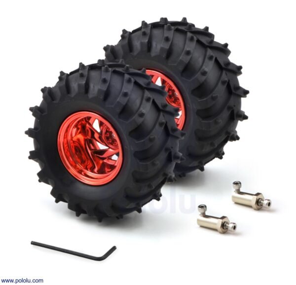 PAR DE LLANTAS 120*6MM POLOLU DAGU WILD THUMPER 4MM DE EJE ROJO #1555 POLOLU